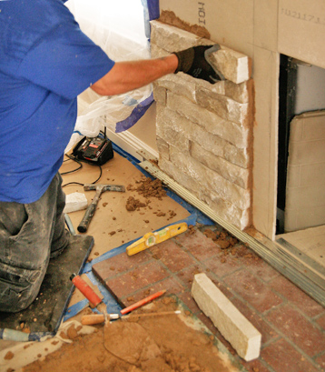 custom stone around fireplace insert installed in dunwoody ga