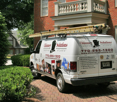 our chimney service truck adding fireplace insert in buckhead ga