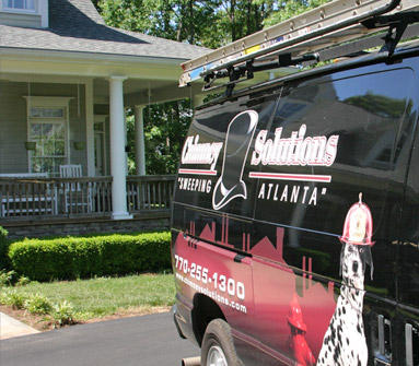 our chimney sweep truck working on chimney rebuilding in kennesaw ga