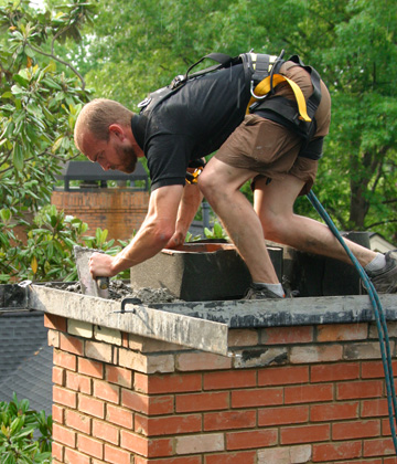 Water Damage to a Chimney Being Repair by Chimney Sweep