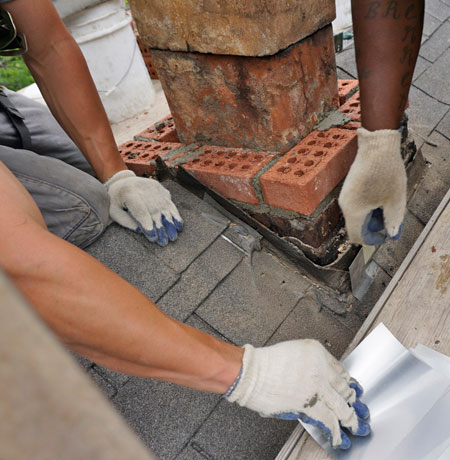leaky chimney repair with flashing in fair oaks ga