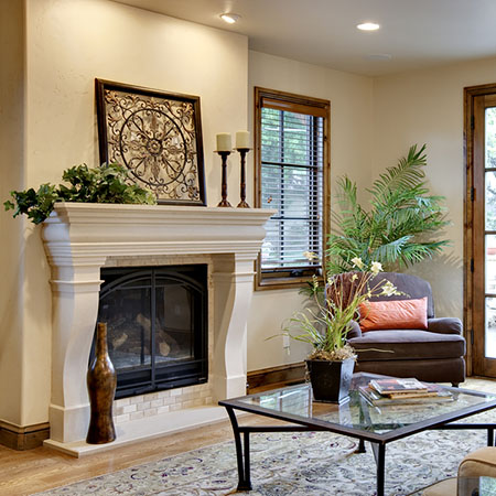 Fireplace with glass doors