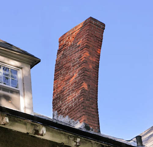 Tilted chimney needing repair, Atlanta GA