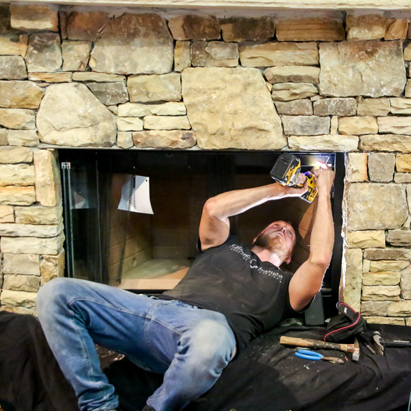 wood burning prefab fireplace installation in Gwinnet County GA